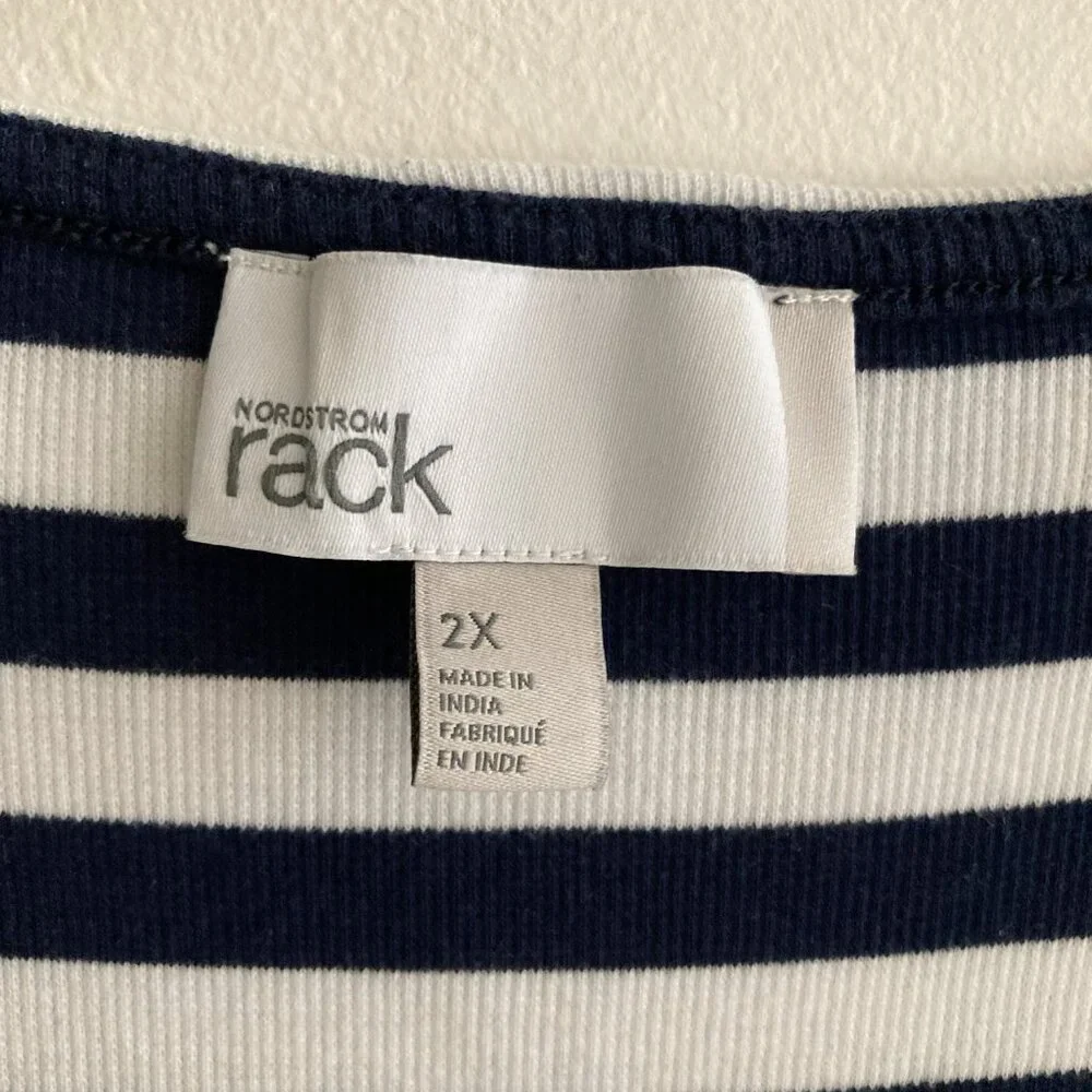 Nordstrom Rack White Navy Stripe Short Sleeve Shirt - Picture 3 of 8